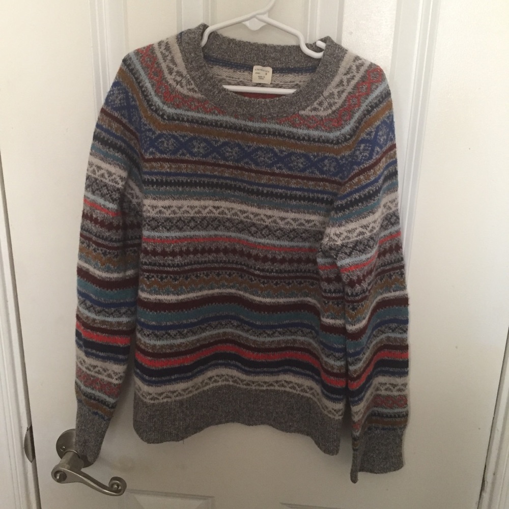 Boys Crewcuts Wool Sweater Striped Grandpa Knit